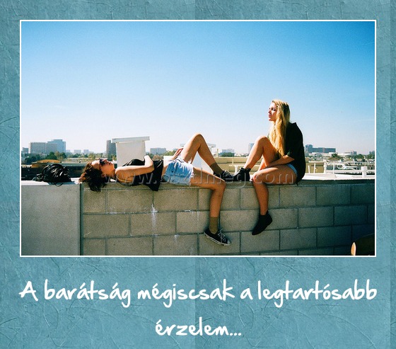 A barátság A barátság
A barátság mégiscsak a legtartósabb érzelem...