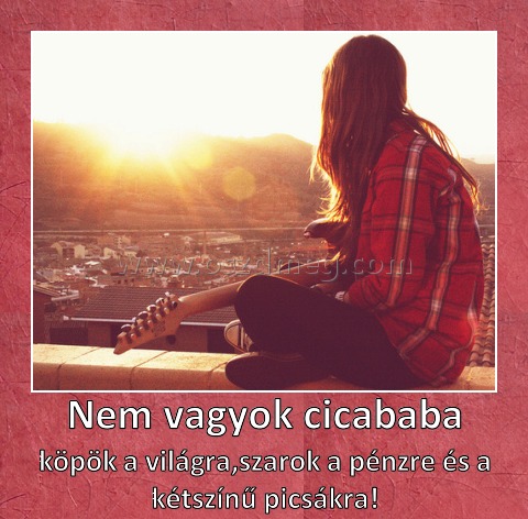 Nem vagyok cicababa
 
köpök a világra,szarok a pénzre és a kétszínű picsákra!