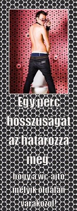 Egy perc hosszúságát az határozza meg,
 
hogy a wc-ajtó melyik oldalán várakozol!