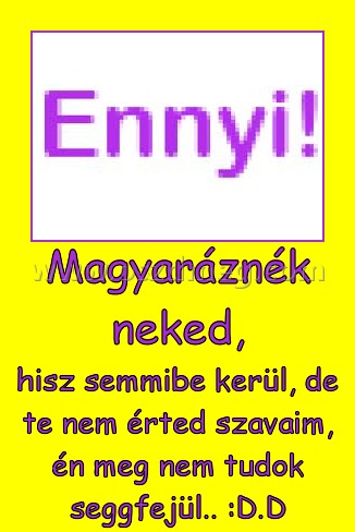Magyaráznék neked,
 
hisz semmibe kerül, de te nem érted szavaim, én meg nem tudok seggfejül.. :D.D
