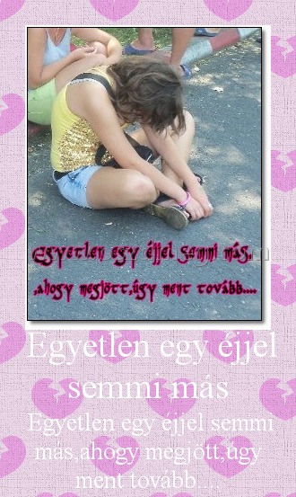  Egyetlen egy éjjel semmi más
 
 Egyetlen egy éjjel semmi más,ahogy megjött,úgy ment tovább....