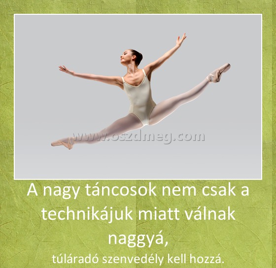 A nagy táncosok nem csak a technikájuk miatt válnak naggyá,
 
túláradó szenvedély kell hozzá.