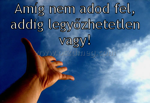 Amíg nem adod fel Amíg nem adod fel
Amíg nem adod fel, addig legyőzhetetlen vagy!