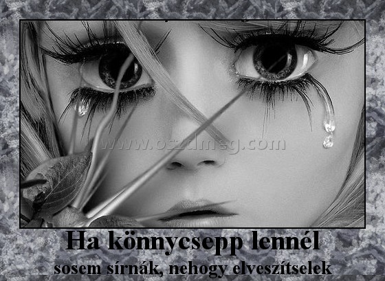 Ha könnycsepp lennél
 
sosem sírnák, nehogy elveszítselek