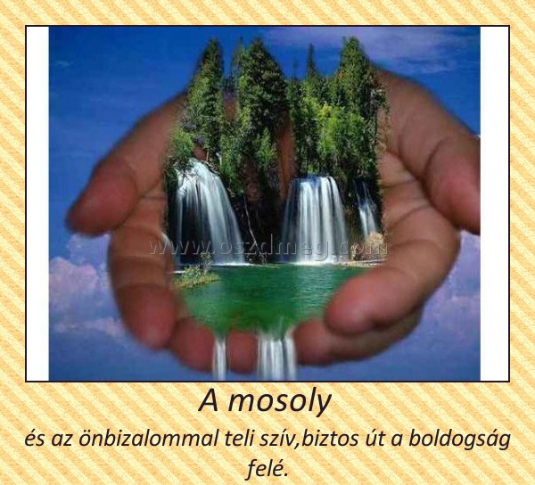 A mosoly 
 
és az önbizalommal teli szív,biztos út a boldogság felé.