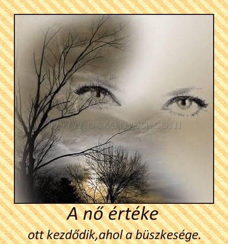 A nő értéke 
 
ott kezdődik,ahol a büszkesége.