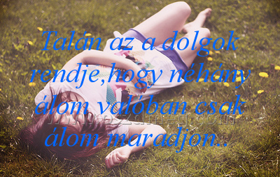 Talán az a dolgok rendje
 
Talán az a dolgok rendje,hogy néhány álom valóban csak álom maradjon.. 