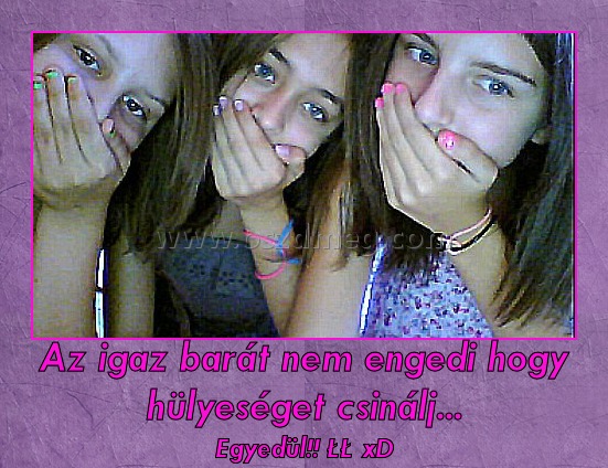 Az igaz barát nem engedi hogy hülyeséget csinálj...
 
Egyedül!! ŁŁ xD
