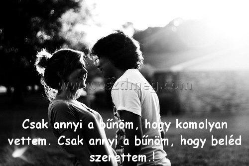 Csak annyi a bűnöm
 
Csak annyi a bűnöm, hogy komolyan vettem. Csak annyi a bűnöm, hogy beléd szerettem.! 