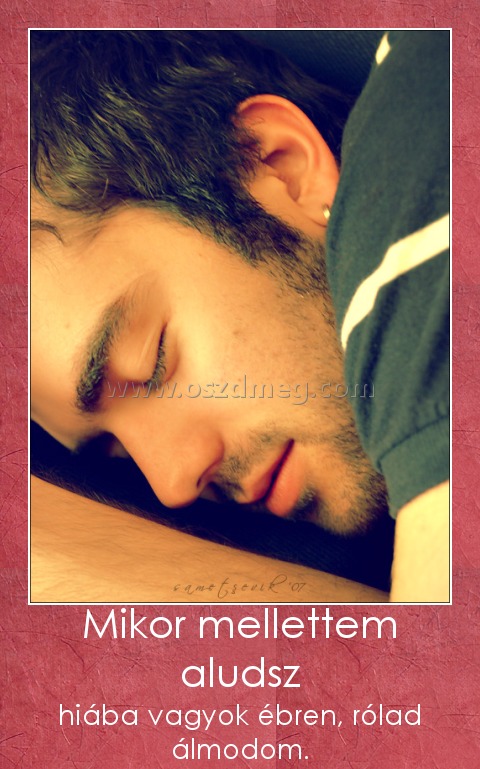 Mikor mellettem aludsz
 
hiába vagyok ébren, rólad álmodom.