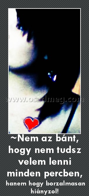 ~Nem az bánt, hogy nem tudsz velem lenni minden percben,
 
 hanem hogy borzalmasan hiányzol!