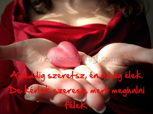 Ameddig szeretsz
 
Ameddig szeretsz, én addig élek. De kérlek szeress, mert meghalni félek.