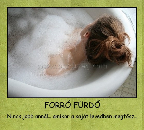 FORRÓ FÜRDŐ
 
Nincs jobb annál... amikor a saját levedben megfősz...