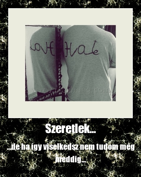 Szeretlek... Szeretlek...
...de ha így viselkedsz nem tudom még meddig...