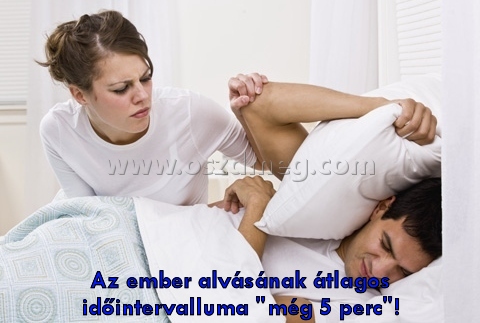 Az ember alvásának átlagos
 
Az ember alvásának átlagos időintervalluma "még 5 perc"!