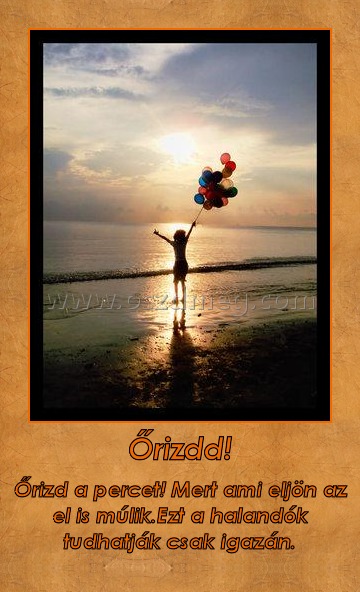 Őrizdd!
 
Őrizd a percet! Mert ami eljön az el is múlik.Ezt a halandók tudhatják csak igazán.