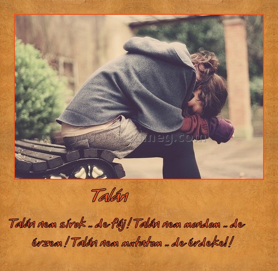 Talán
 
Talán nem sírok .. de fáj ! Talán nem mondom .. de érzem ! Talán nem mutatom .. de érdekel ! 