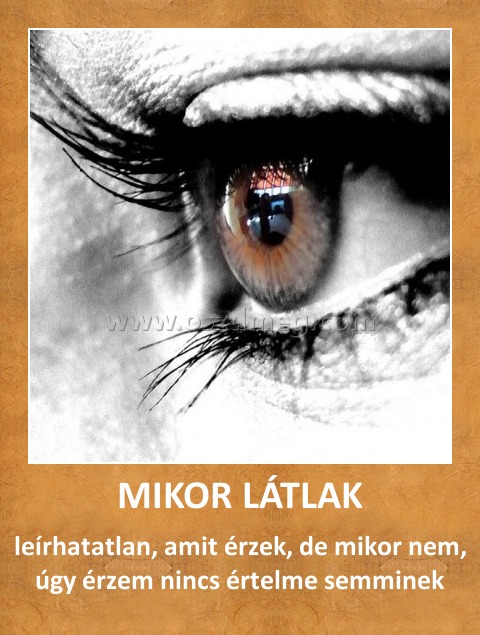 MIKOR LÁTLAK
 
leírhatatlan, amit érzek, de mikor nem, úgy érzem nincs értelme semminek