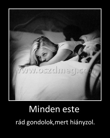 Minden este 
 
rád gondolok,mert hiányzol.