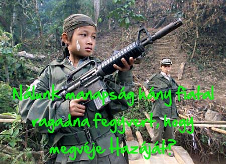 Nálunk manapság hány fiatal
 
Nálunk manapság hány fiatal ragadna fegyvert, hogy megvéje Hazáját?